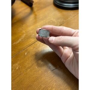 Sterling silver Wide Pave Crystal Band Ring Chunky Statement